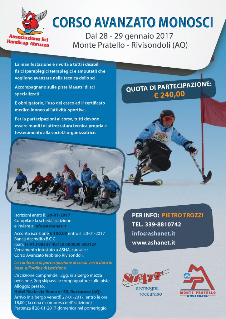 Corso avanzato monosci dal 28 al 29 febbraio 2016 Corso avanzato monosci dal 28 al 29 febbraio 2016